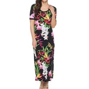 G.I.L.I. Regular Short-Sleeve Side Slit Maxi Dress